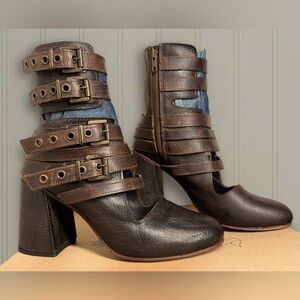 Rare 🦄 Freebird by Steven TALI Booties | Brown | Sz 9 w/ Box - EUC